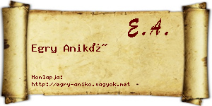 Egry Anikó névjegykártya